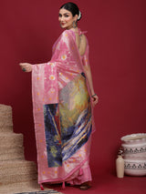 VANAYA Blush Petal Silver Weave Saree