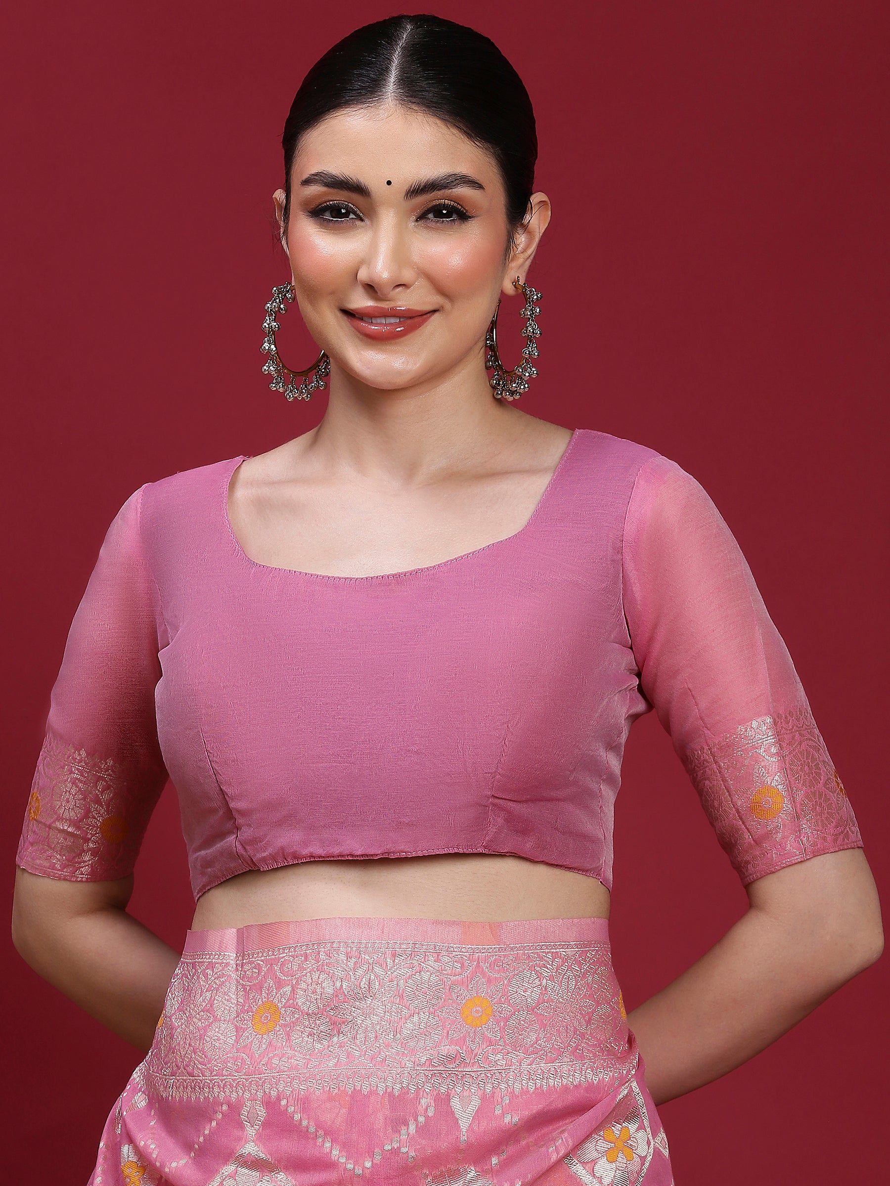VANAYA Blush Petal Silver Weave Saree