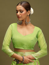 VANAYA-Elegant Pistachio Green Silver Zari Saree with Royal Heritage Print Pallu