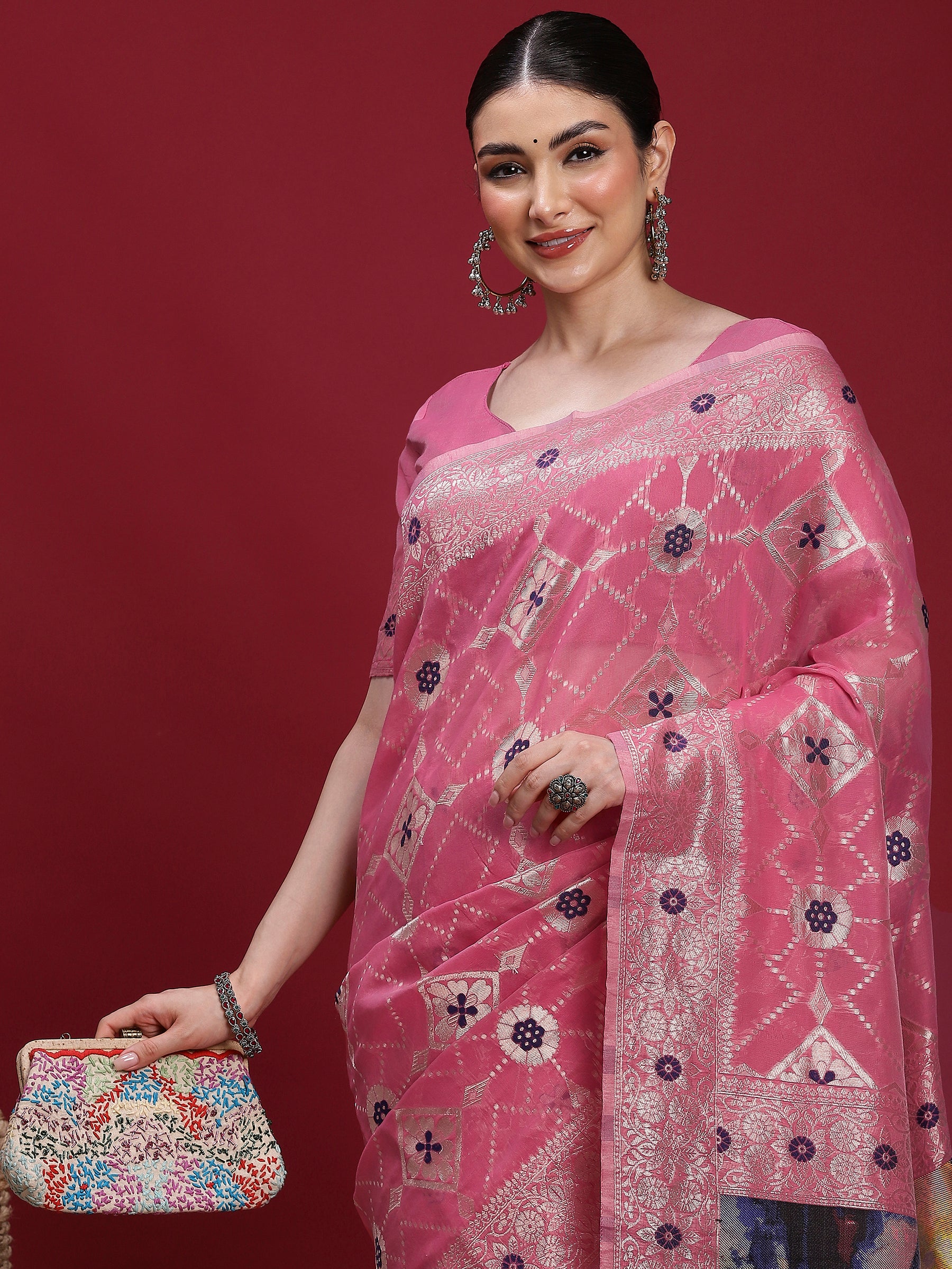 VANAYA Rosewood Scenic Weave Saree