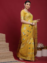 VANAYA Golden Meadow Scenic Weave Saree