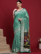 VANAYA Emerald Bloom Designer Weave Saree