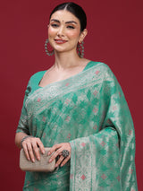 VANAYA Emerald Bloom Designer Weave Saree