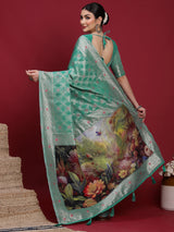 VANAYA Emerald Bloom Designer Weave Saree