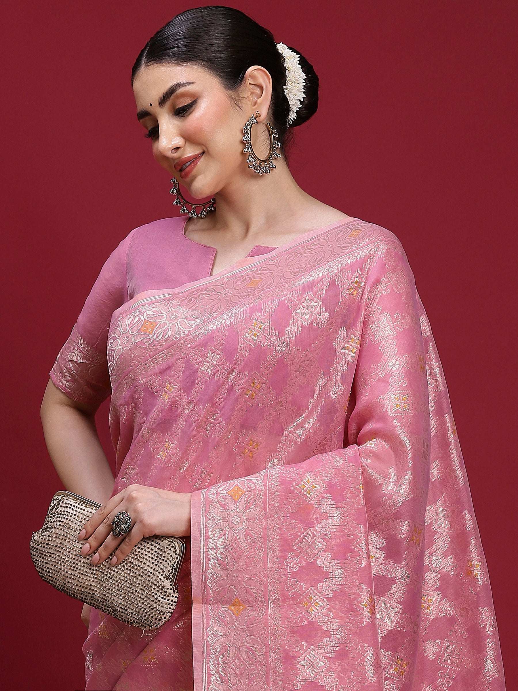 VANAYA Blush Garden Artistic Weave Saree
