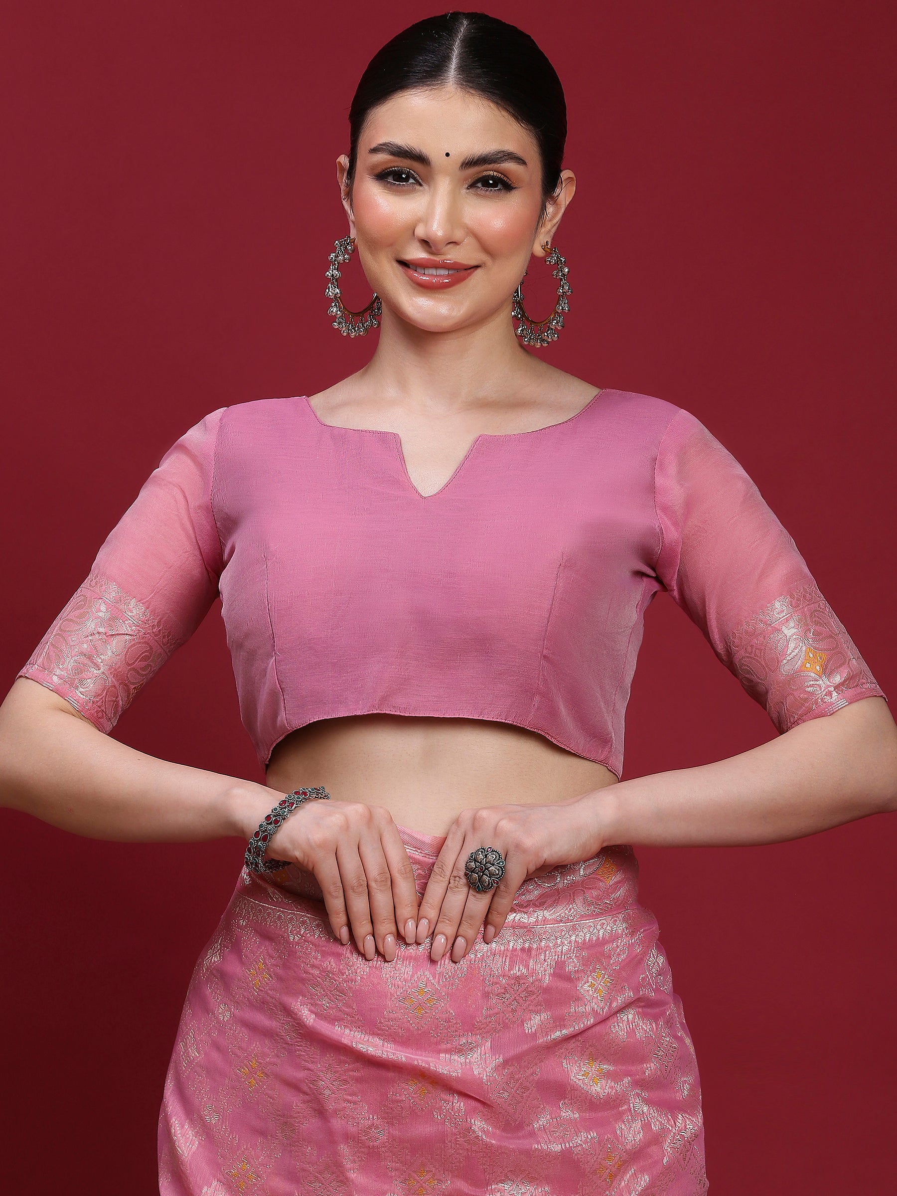 VANAYA Blush Garden Artistic Weave Saree