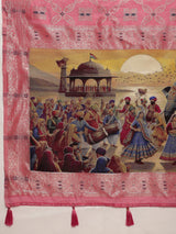 VANAYA-Royal Pink Silver Zari Weave Saree with Heritage Art Pallu