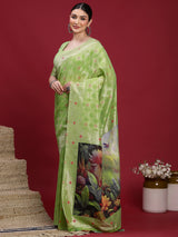 VANAYA Pistachio Bloom Artistic Saree