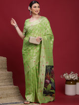 VANAYA Pistachio Bloom Artistic Saree