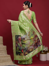 VANAYA Pistachio Bloom Artistic Saree