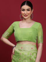 VANAYA Pistachio Bloom Artistic Saree