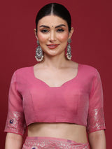 VANAYA-Royal Rani Pink Silver Zari Saree with Floral Heritage Pallu Tassels