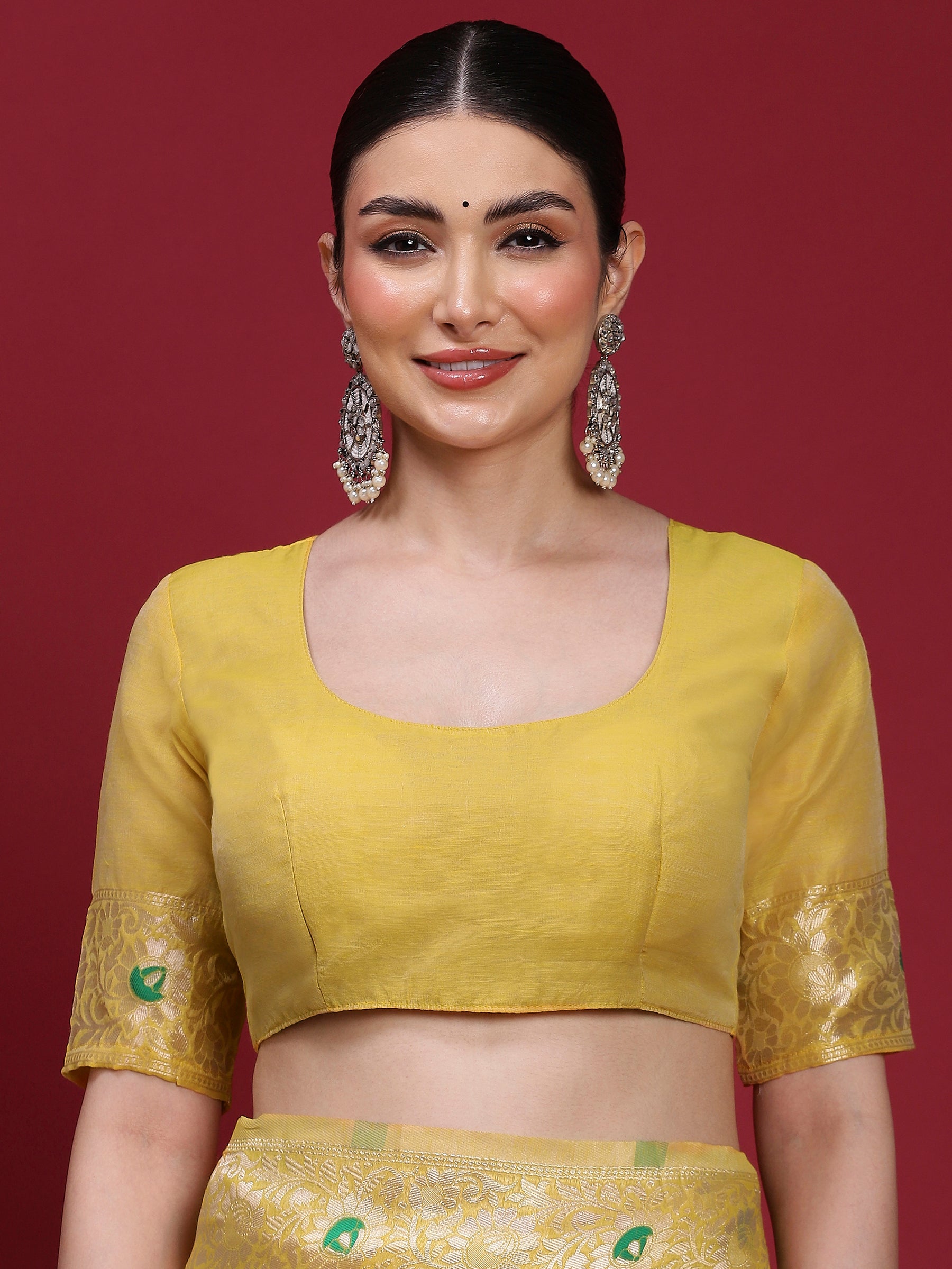 VANAYA-Royal Mustard Yellow Silver Zari Saree with Floral Heritage Pallu Tassels