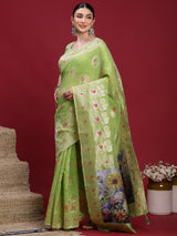 VANAYA Pistachio Bloom Heritage Saree