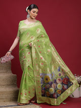 VANAYA Pistachio Bloom Heritage Saree