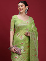 VANAYA Pistachio Bloom Heritage Saree
