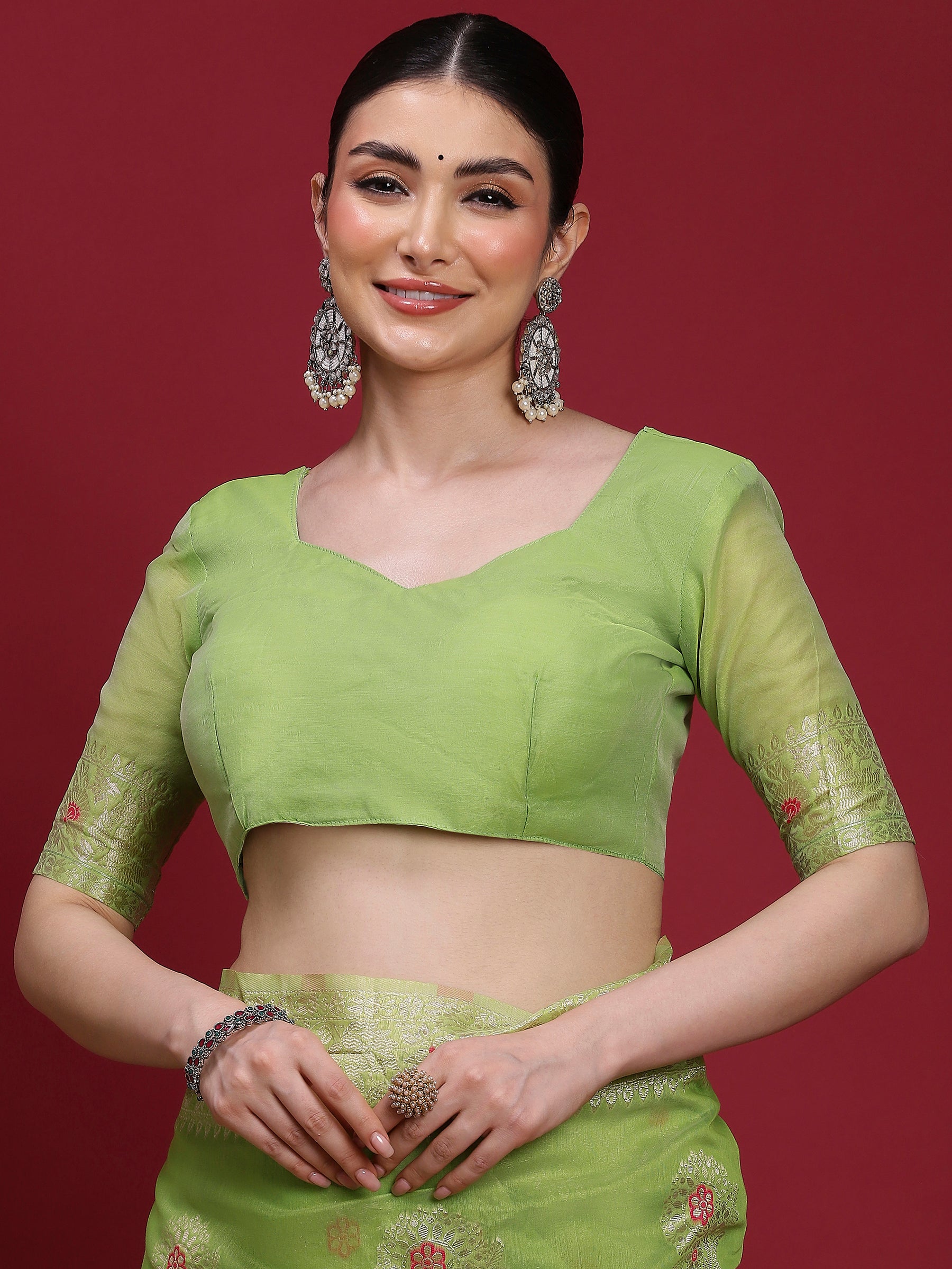 VANAYA Pistachio Bloom Heritage Saree