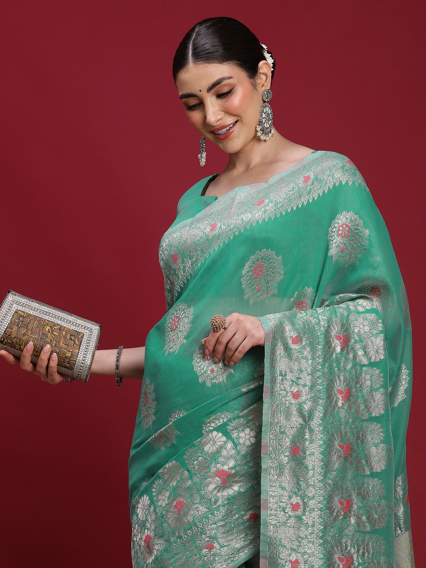 VANAYA Emerald Blossom Heritage Saree