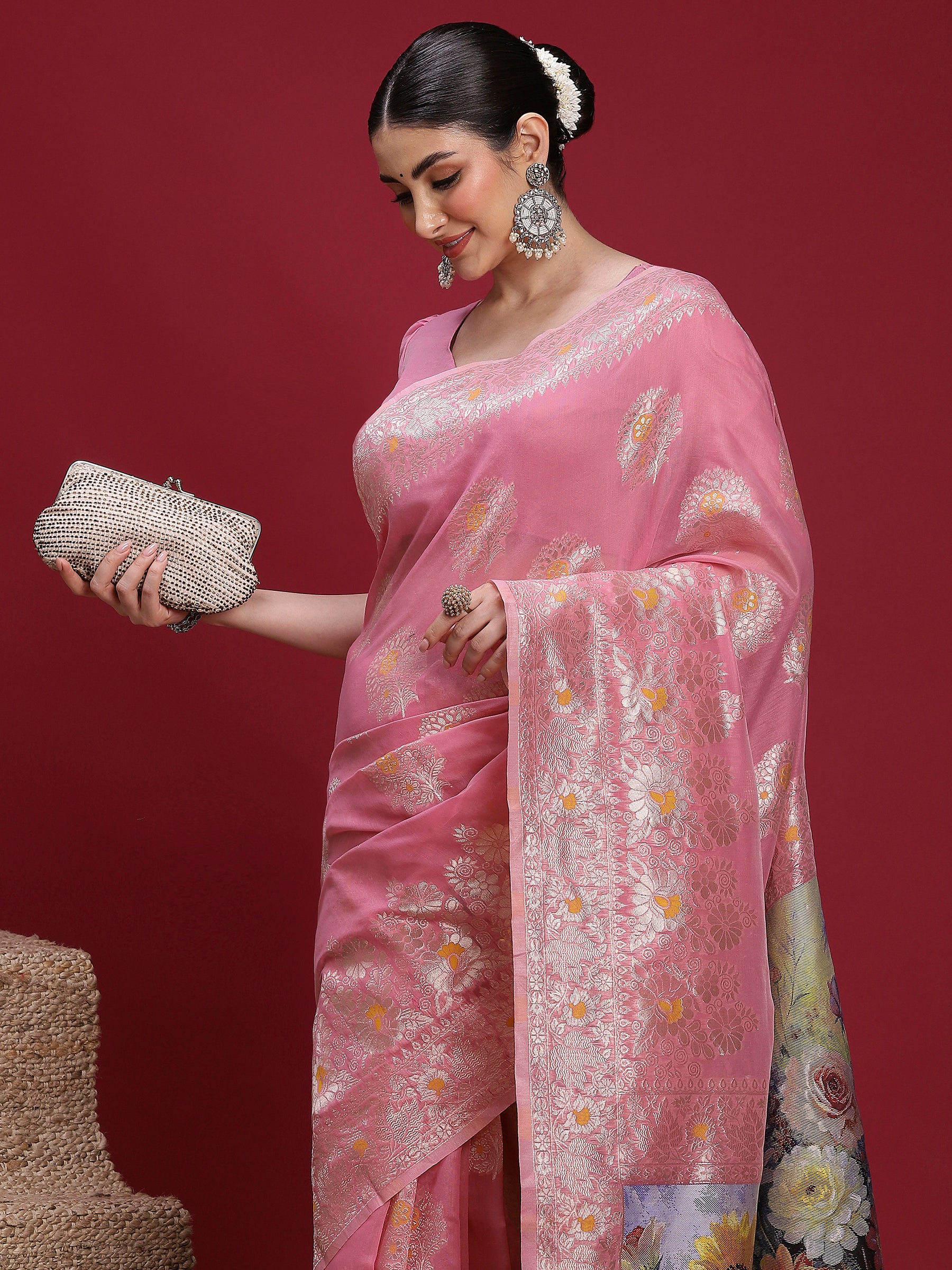 VANAYA Rosy Bloom Regal Saree