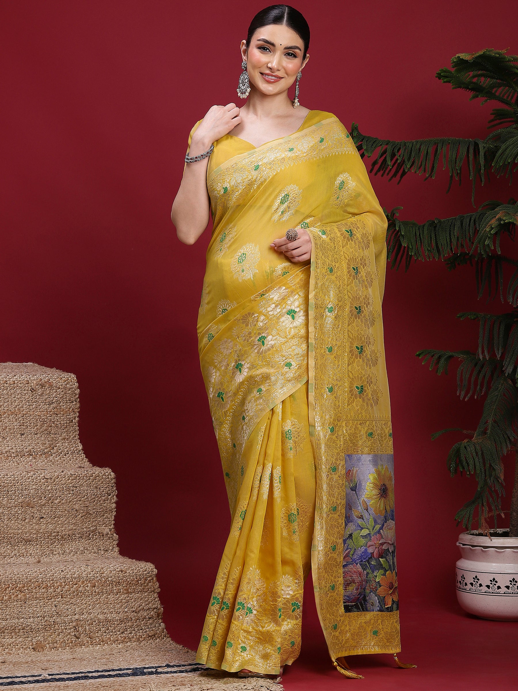 VANAYA Golden Sunflower Royale Saree