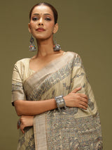 VANIKA PRINT-Graceful Earth-Tone Artisan Saree