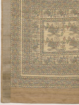 VANIKA PRINT-Elegant Handcrafted Madhubani Linen Saree in Antique Beige