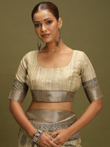 VANIKA PRINT-Elegant Beige Madhubani Printed Linen Saree with Artistic Pallu”  or
