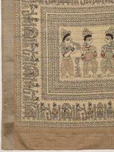 VANIKA PRINT-Ivory Madhubani Heritage Linen Saree