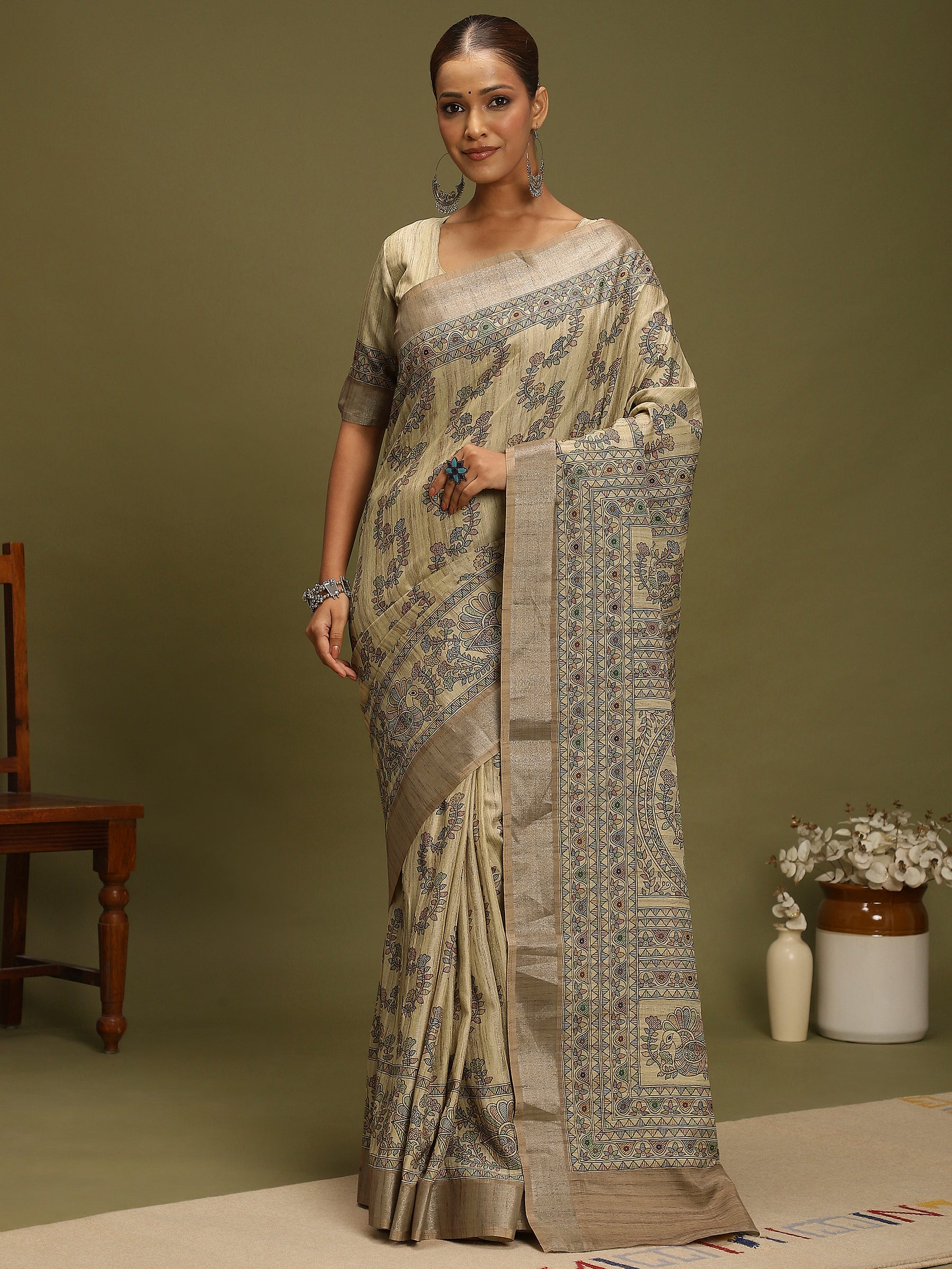 VANIKA PRINT-Timeless Madhubani Bloom Saree