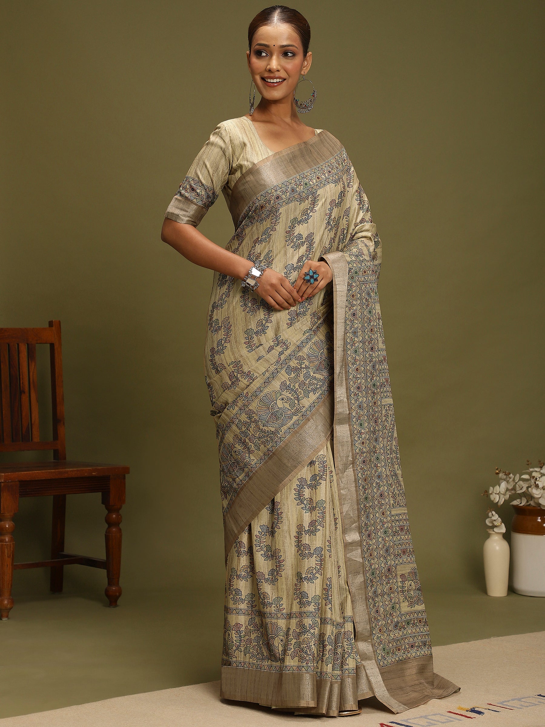 VANIKA PRINT-Timeless Madhubani Bloom Saree