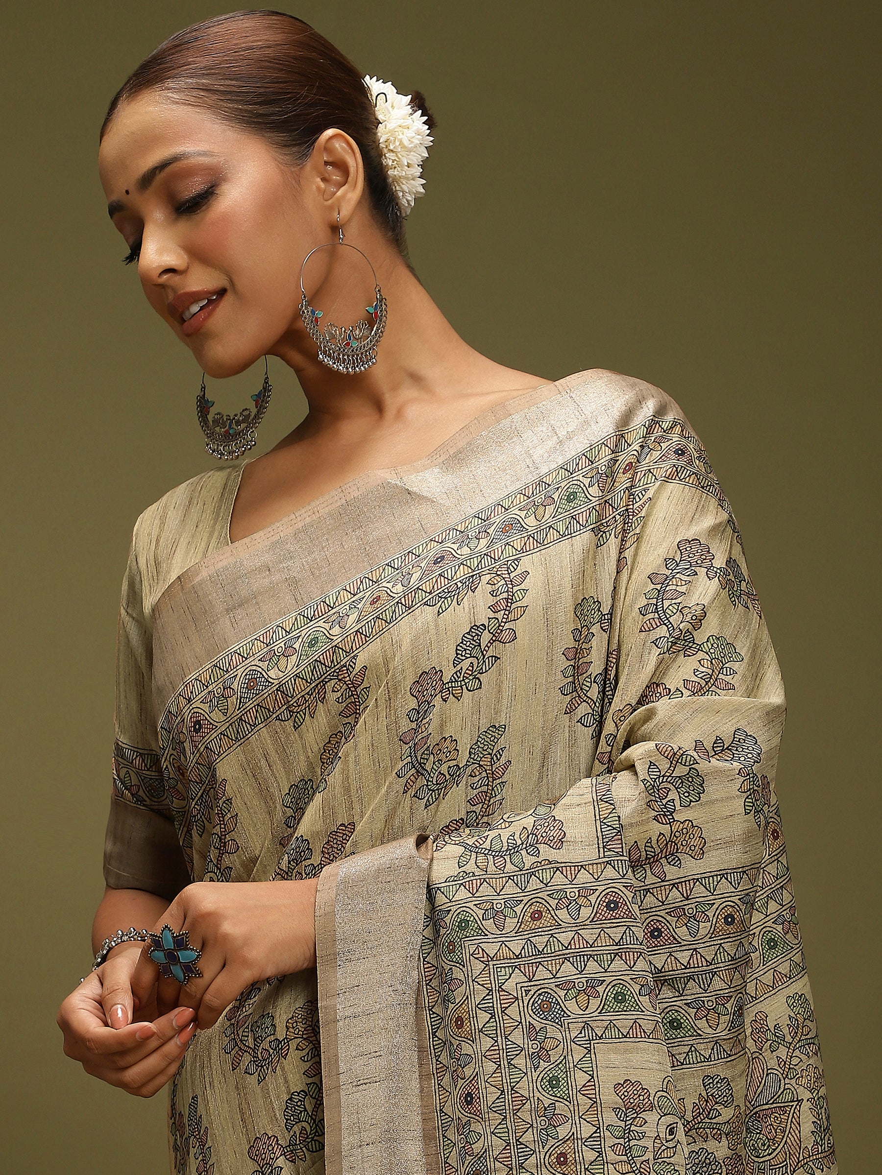 VANIKA PRINT-Timeless Madhubani Bloom Saree