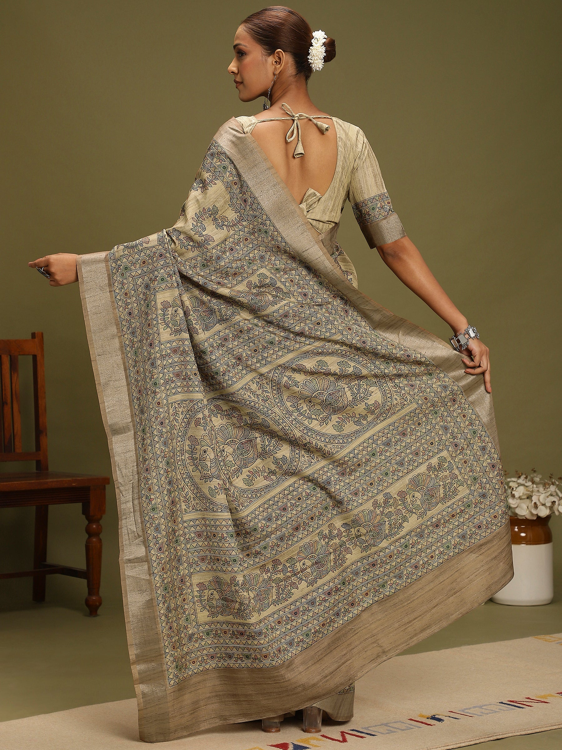 VANIKA PRINT-Timeless Madhubani Bloom Saree