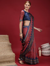 Gulabi Twilight Saree-Vintage Rose Ikat Saree