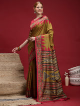 Gulabi Royale Tradition-Golden Ember Heritage Saree