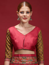 Gulabi Royale Tradition-Golden Ember Heritage Saree