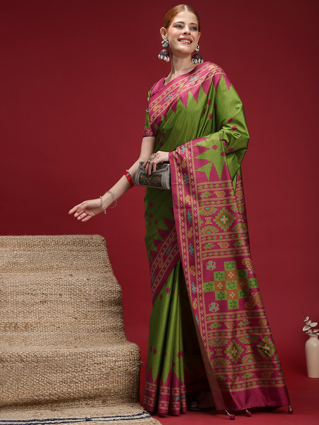 Gulabi Emerald Royale-Parrot Green Heritage Saree