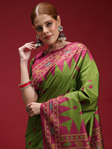 Gulabi Emerald Royale-Parrot Green Heritage Saree
