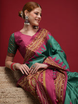 Gulabi Emerald Charm-Jade Pink Heritage Weave