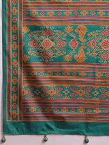 Gulabi Rose Charm-Rosewood Teal Heritage Saree