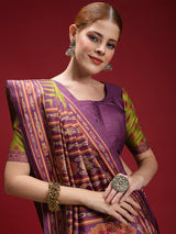 Gulabi Orchid Heritage-Royal Olive Orchid Saree