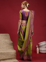 Gulabi Orchid Heritage-Royal Olive Orchid Saree