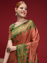 Gulabi Meadow Weave-Peach Meadow Heritage Saree