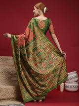 Gulabi Meadow Weave-Peach Meadow Heritage Saree
