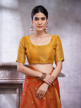 KOZI SILK-legant orange and mustard dual-tone saree with rich woven detailing