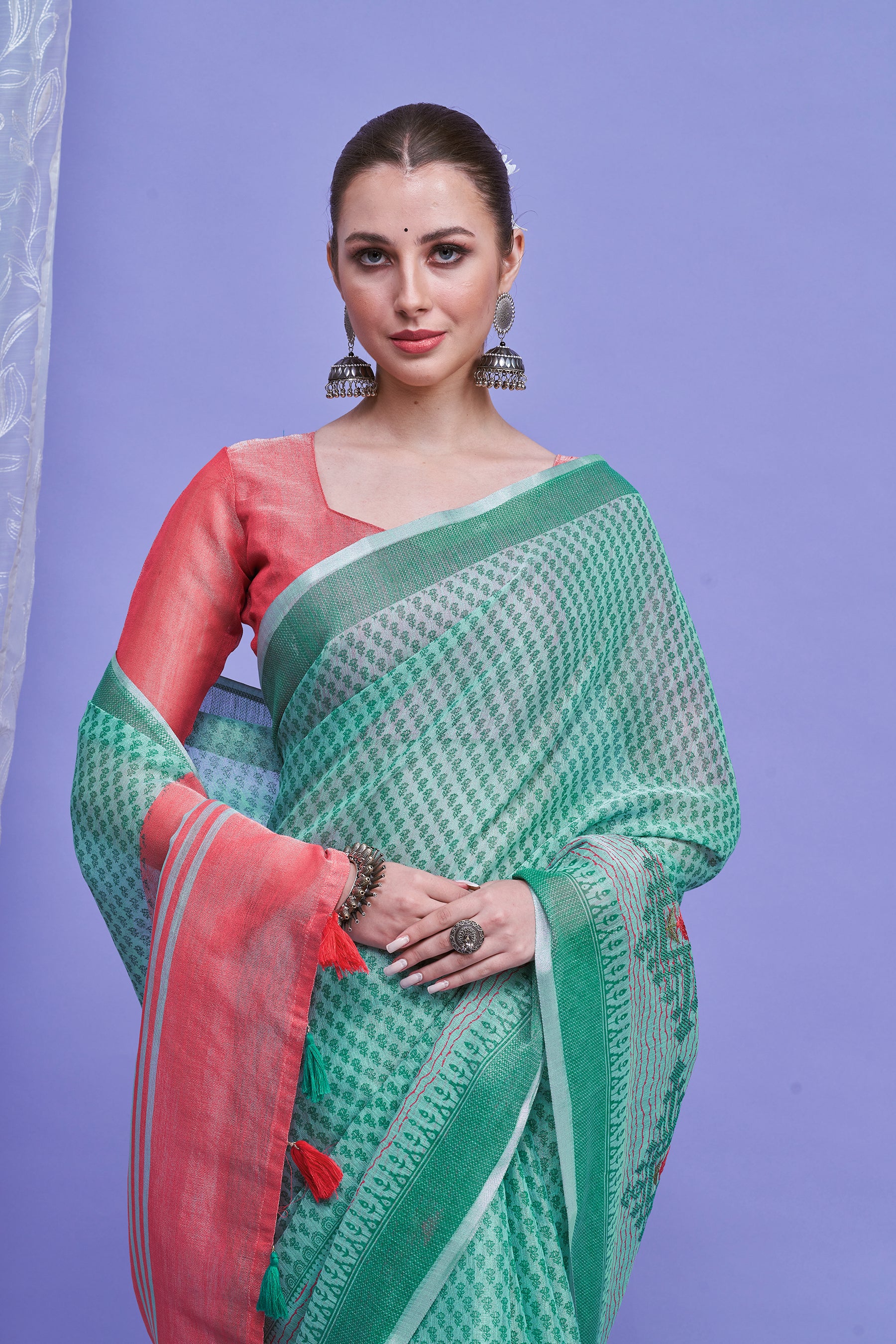 ZARI MAHAL-Pairs beautifully with oxidized or silver jewelry for a complete ethnic look